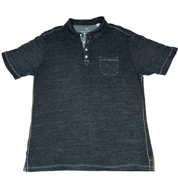 TOMMY BAHAMA Relax Island Modern Fit Charcoal Grey Men's Polo Shirt Size L - Picture 1 of 16